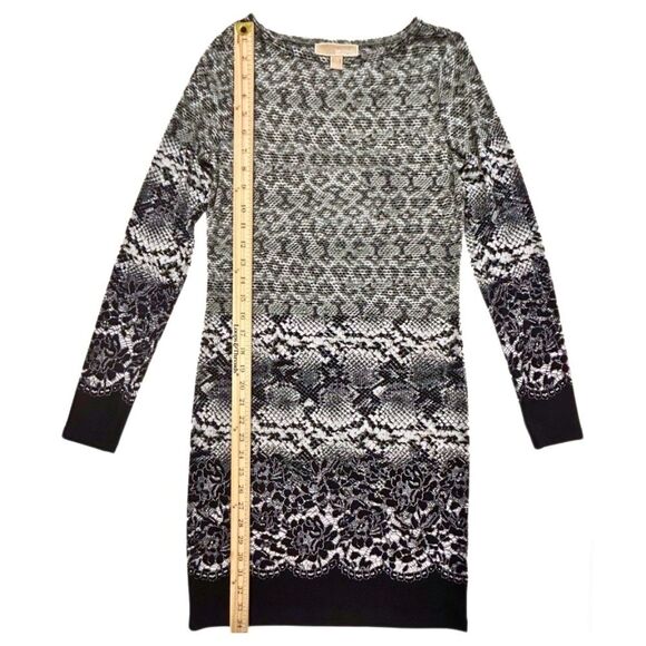 MICHAEL Michael Kors Snakeskin Lace Print Black/White Polyester/Spandex Dress XS - Picture 6 of 9